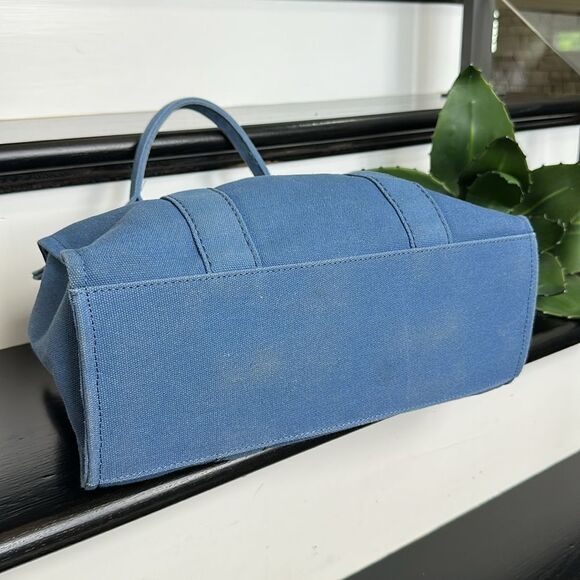 The Tote Bag blue canvas Zipper Top satchel Handles versitile - Picture 8 of 8